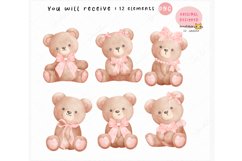 Coquette Teddy Bear PNG, Trendy Retro Vintage Bear with bow Product Image 2