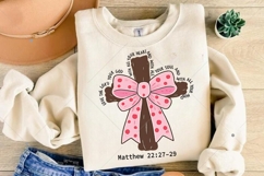 Coquette Valentine Jesus PNG, Valentine Bow Bible Verse Png Product Image 7