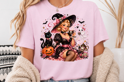 Coquette Witch Tea Party PNG, Pink Halloween Sublimation Product Image 3