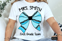 Blue Crayon Coquette Bow PNG | Back To School PNG Product Image 3