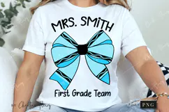 Blue Crayon Coquette Bow PNG | Back To School PNG Product Image 3