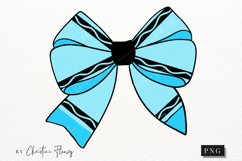 Blue Crayon Coquette Bow PNG | Back To School PNG Product Image 4