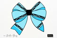 Blue Crayon Coquette Bow PNG | Back To School PNG Product Image 4