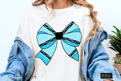 Blue Crayon Coquette Bow PNG | Back To School PNG Product Image 5