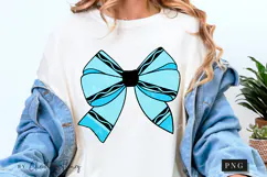 Blue Crayon Coquette Bow PNG | Back To School PNG Product Image 5