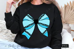 Blue Crayon Coquette Bow PNG | Back To School PNG Product Image 6