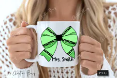 Green Crayon Coquette Bow PNG | Back To School PNG Product Image 2