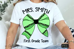 Green Crayon Coquette Bow PNG | Back To School PNG Product Image 3
