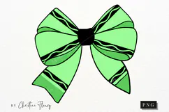Green Crayon Coquette Bow PNG | Back To School PNG Product Image 4