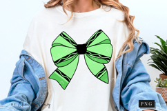Green Crayon Coquette Bow PNG | Back To School PNG Product Image 5