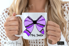 Purple Crayon Coquette Bow PNG | Back To School PNG Product Image 2