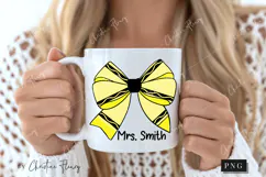 Yellow Crayon Coquette Bow PNG | Back To School PNG Product Image 2