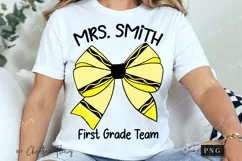 Yellow Crayon Coquette Bow PNG | Back To School PNG Product Image 3