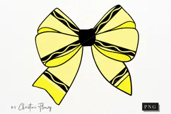 Yellow Crayon Coquette Bow PNG | Back To School PNG Product Image 4