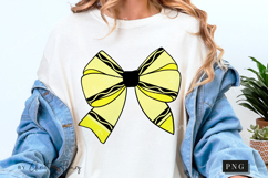 Yellow Crayon Coquette Bow PNG | Back To School PNG Product Image 5