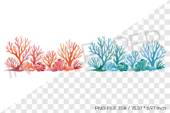 Orange Blue Coral PNG Clipart Summer Ocean Watercolor Illust Product Image 1