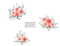 watercolor coral pink blush orange flowers clipart