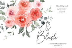 coral blush floral clipart