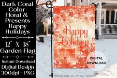 Elegant Coral Floral &amp; Presents Happy Holidays Garden Flag Product Image 1