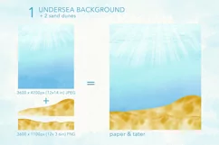 Coral and Seaweed Watercolor Clipart, Underwater Scene PNG Product Image 3