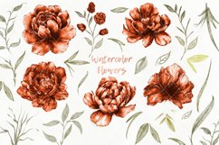 Watercolor Flowers Clipart red,boho,hand painted DX Product Image 2