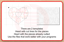 Laser cut SVG Heart puzzle template Valentines day gift Product Image 3