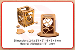 Laser cut Heart Candle holder Glowforge SVG Home decor DIY Product Image 2