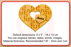 Laser cut SVG Heart puzzle template Valentines day gift Product Image 2