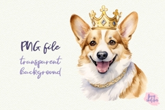 Birthday Corgi Clipart Corgi PNG in Crown Watercolor Product Image 1