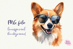 2 Corgi in Sunglasses Cool Dog Watercolor Clipart PNG Product Image 3