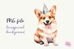 7 Birthday Corgi Watercolor Clipart Corgi in Party Hats Product Image 5