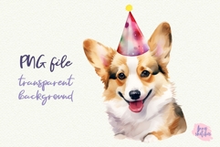 7 Birthday Corgi Watercolor Clipart Corgi in Party Hats Product Image 6