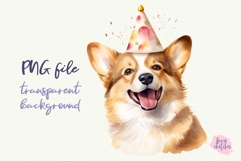 7 Birthday Corgi Watercolor Clipart Corgi in Party Hats Product Image 8
