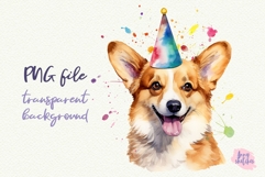 7 Birthday Corgi Watercolor Clipart Corgi in Party Hats Product Image 9