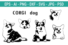 Cute Corgi Dog - black vector svg Product Image 1