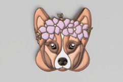 Pet Portrait Laser Cut File - Floral Dog - Corgi Product Image 1