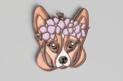 Pet Portrait Laser Cut File - Floral Dog - Corgi Product Image 3