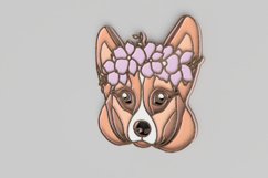 Pet Portrait Laser Cut File - Floral Dog - Corgi Product Image 2