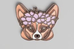 Pet Portrait Laser Cut File - Floral Dog - Corgi Product Image 4