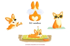 Watercolor cute corgi clipart. Fluffy corgi PNG Product Image 4