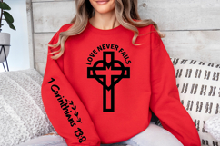 Love Never Fails Sleeve SVG, Bible Verse SVG, Faith SVG Product Image 2