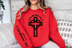 Love Never Fails Sleeve SVG, Bible Verse SVG, Faith SVG Product Image 2