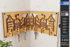 Corner Key Holder laser Cut | Housewarming Gift | Home Decor Product Image 1