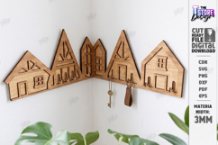 Wooden Corner Key Holder Rack Laser Cut Bundle | Wall Decor Product Image 3