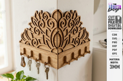 Corner Key Holder Rack Laser Cut | Wall Decor | Home Decor Product Image 1