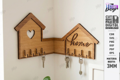 Wooden Corner Key Holder Rack Laser Cut Bundle | Wall Decor Product Image 10