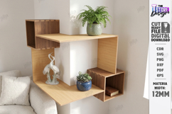 Modern Corner Shelf Laser Cut | Home Decor | Wall Decor SVG Product Image 1