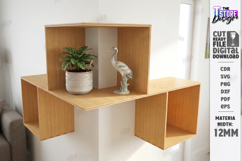 Modern Corner Shelf Laser Cut | Home Decor | Wall Decor SVG Product Image 1