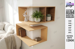 Modern Corner Shelf Laser Cut | Home Decor | Wall Decor SVG Product Image 1