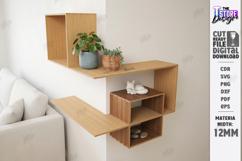 Modern Corner Shelf Laser Cut | Home Decor | Wall Decor SVG Product Image 1